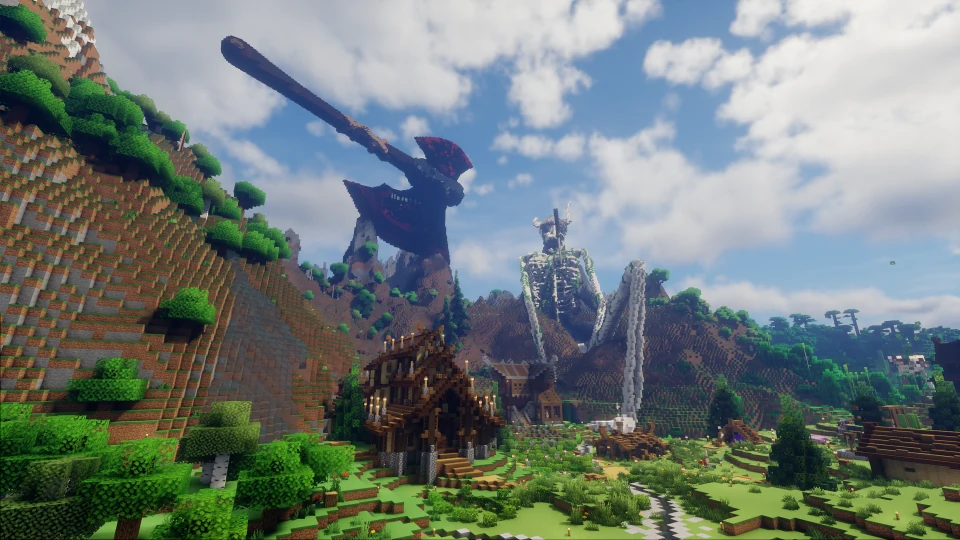 Долина с поселением и гигантскими монументами в CUBOMetre